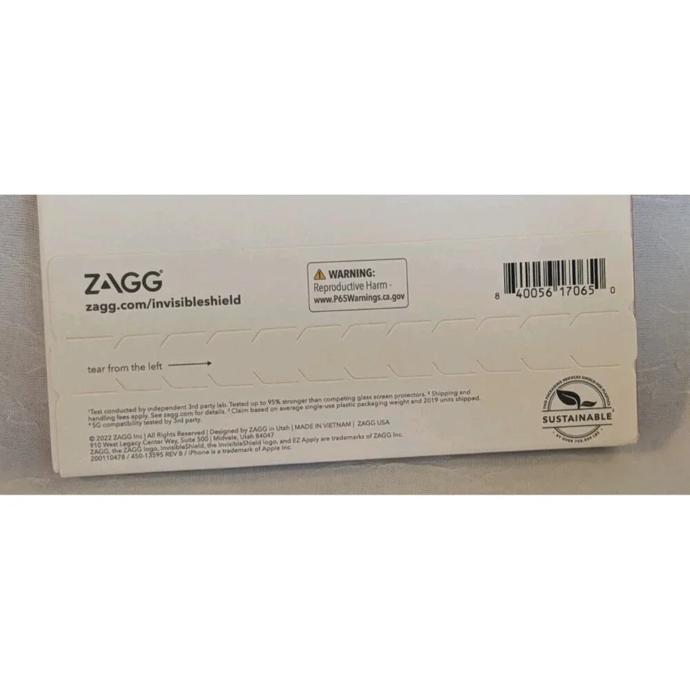 New ZAGG iPhone 14 Screen Protector InvisibleShield Glass+ Defense 5G Compatible